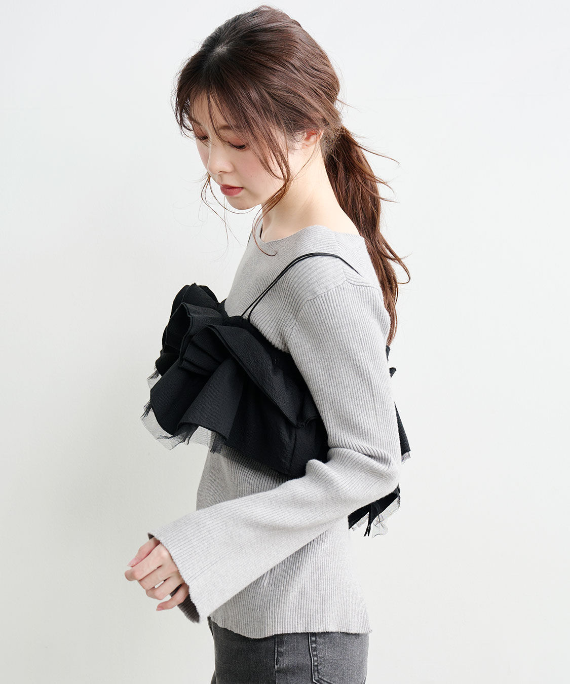 COCO DEAL「フリルビスチェレイヤードリブニット」|ニット・セーター|