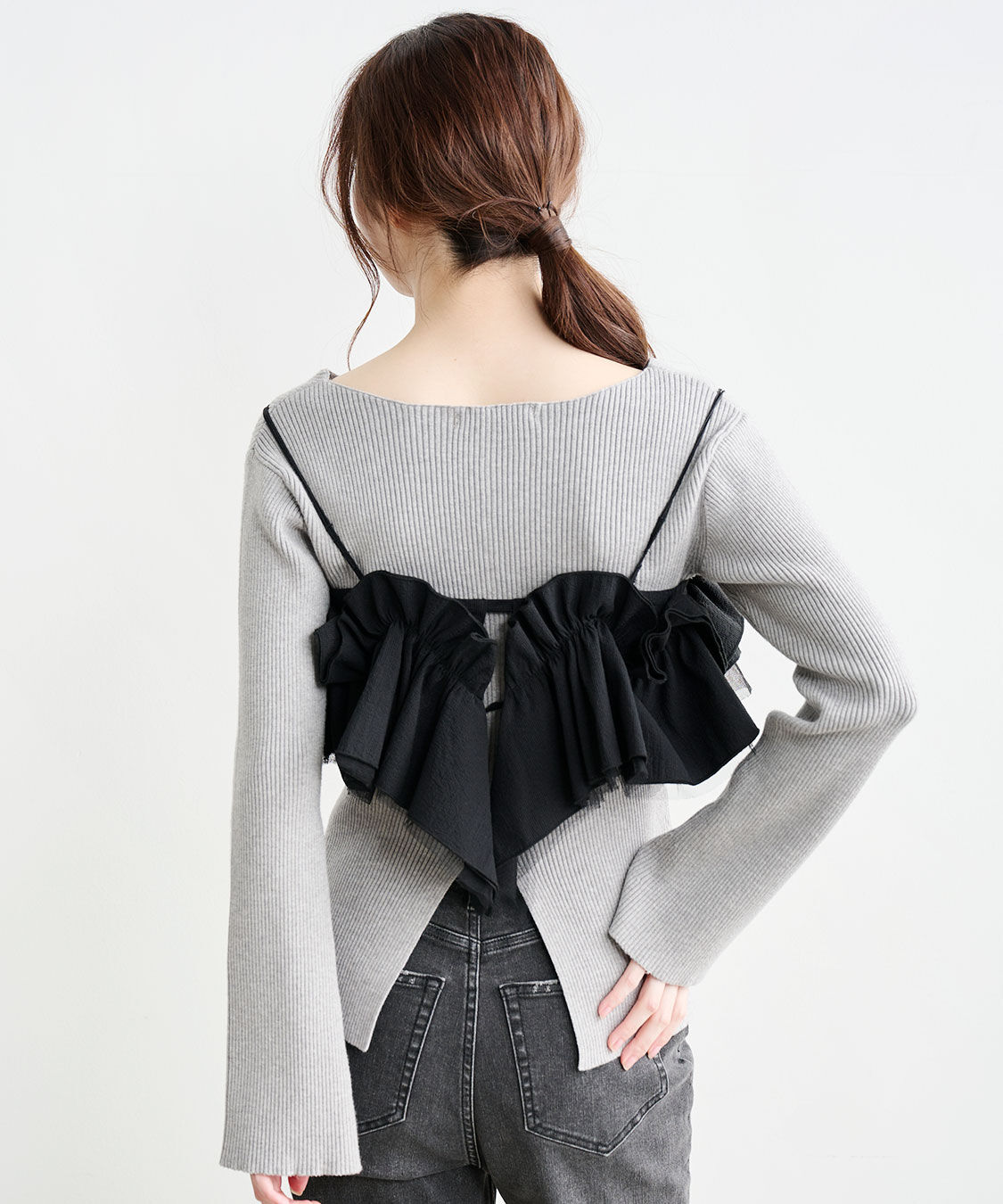 COCO DEAL「フリルビスチェレイヤードリブニット」|ニット・セーター|