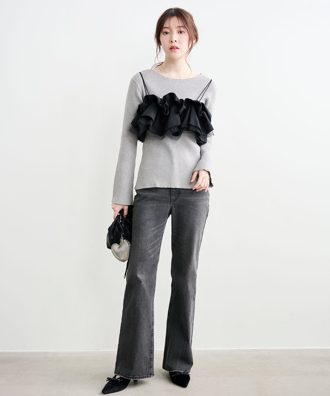 COCO DEAL「フリルビスチェレイヤードリブニット」|ニット・セーター|