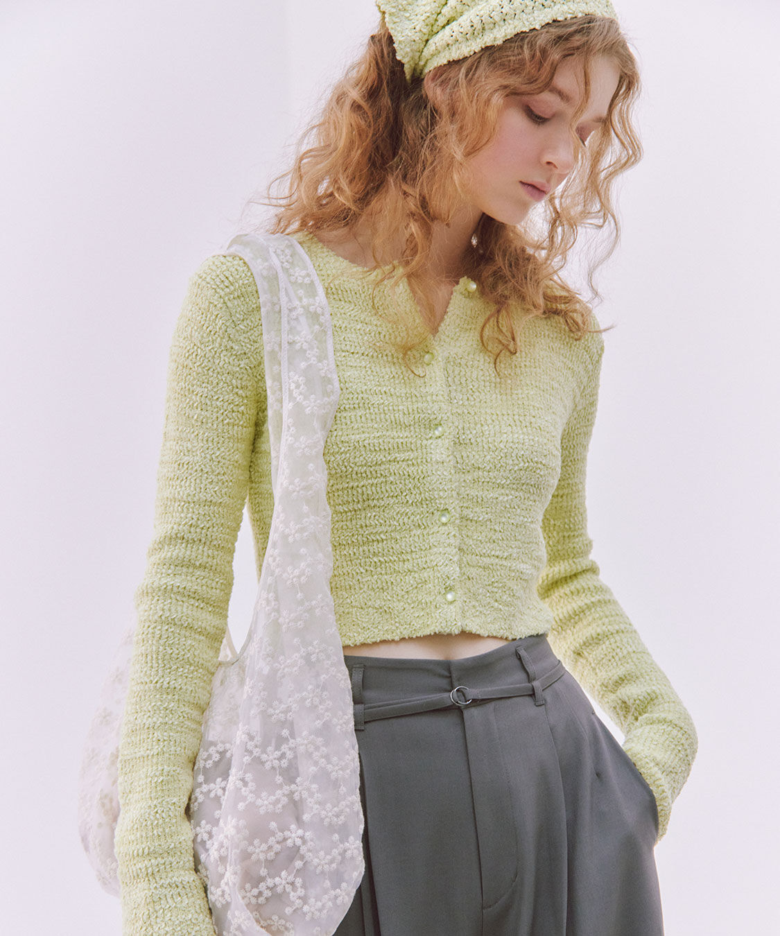 COCO DEAL「バブーシュカセットニットカーディガン」|ニット・セーター|ライム