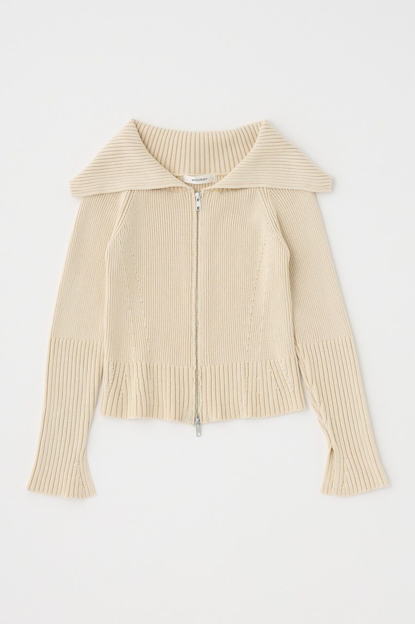 MOUSSY「BIG COLLAR ZIP UP ニットトップス」|ニット・セーター|