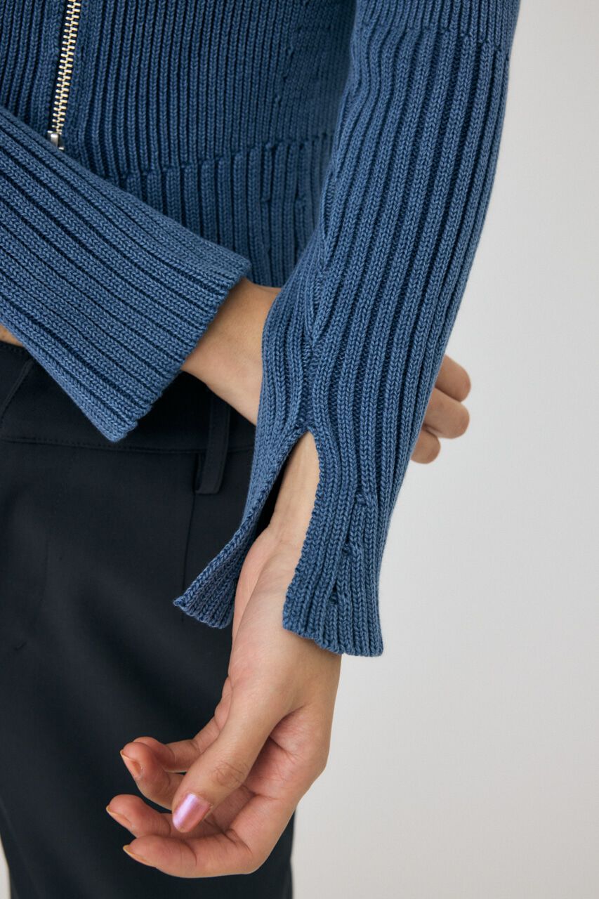 MOUSSY「BIG COLLAR ZIP UP ニットトップス」|ニット・セーター|