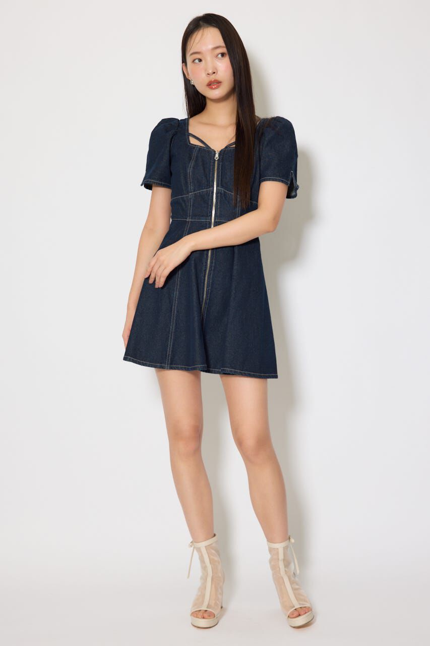 rienda「フロントジップマーメイドデニムミニワンピース」|ワンピース|