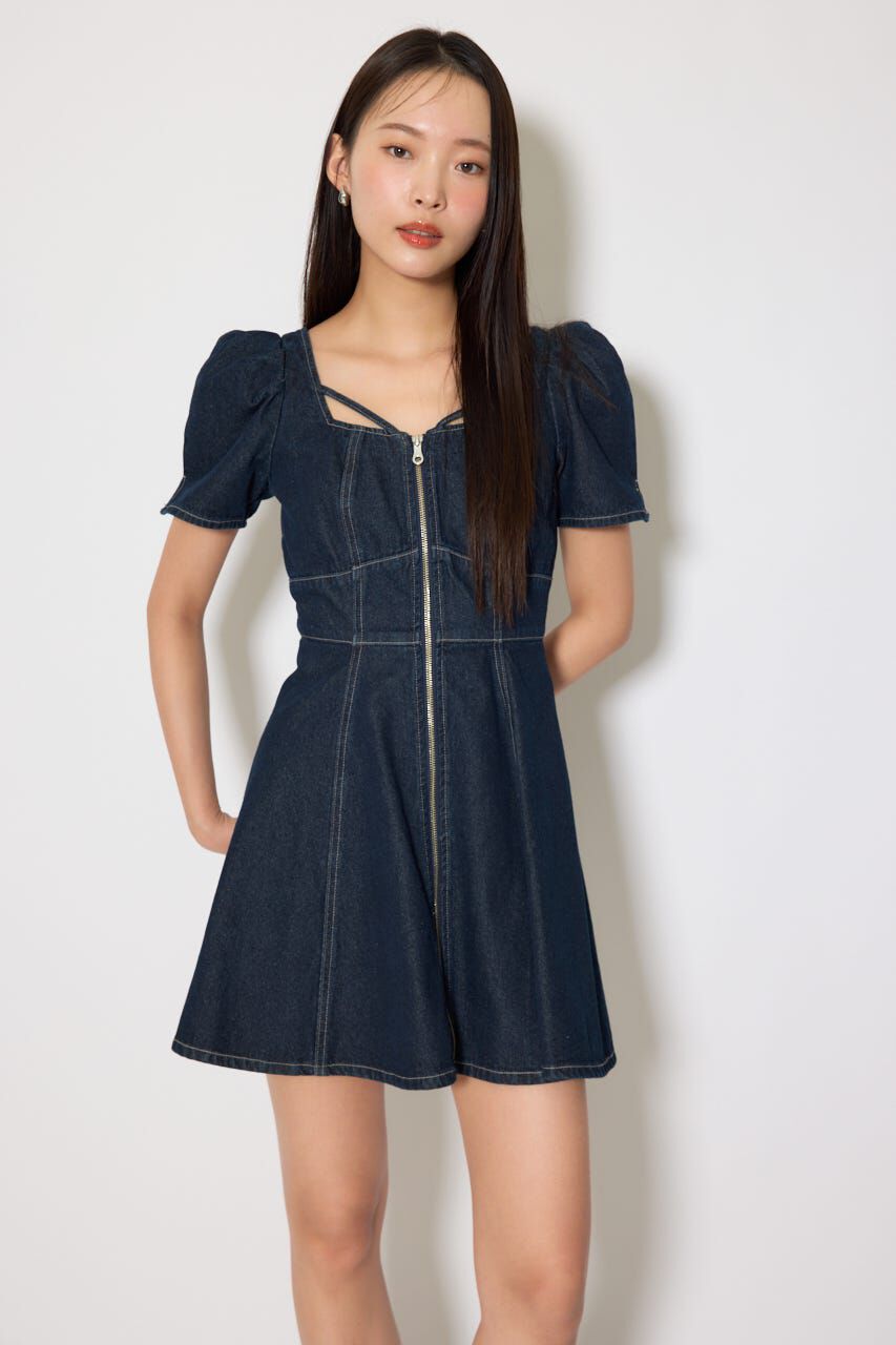rienda「フロントジップマーメイドデニムミニワンピース」|ワンピース|