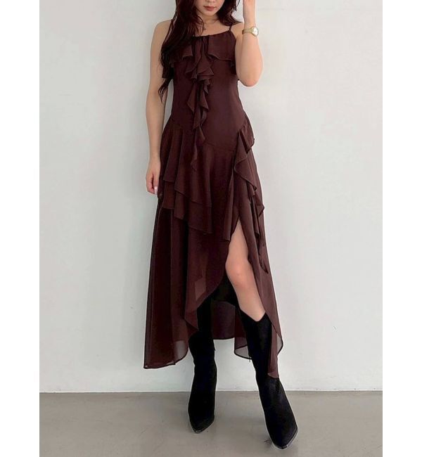 MERCURYDUO「ラッフルティアードキャミワンピース」|ワンピース|ブラウン