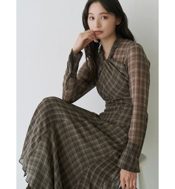 MERCURYDUO「ツイストネックロングスリーブワンピース」|ワンピース|