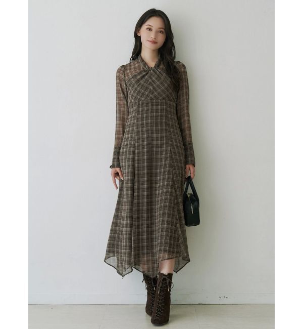 MERCURYDUO「ツイストネックロングスリーブワンピース」|ワンピース|