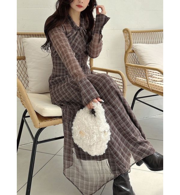 MERCURYDUO「ツイストネックロングスリーブワンピース」|ワンピース|