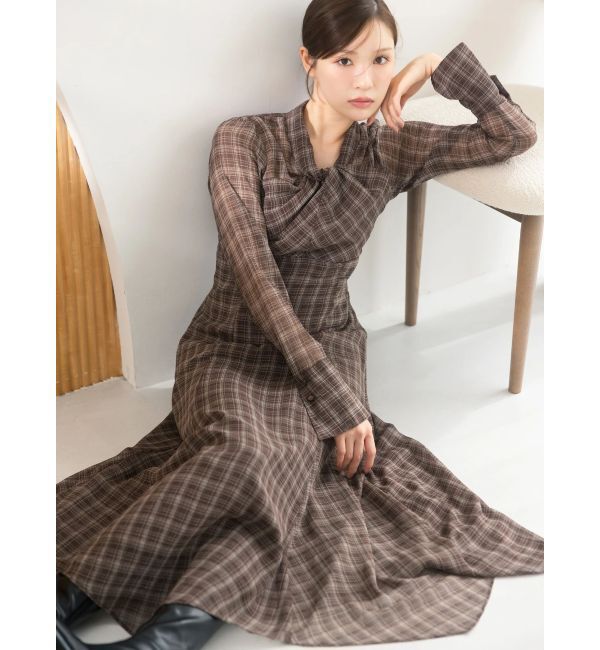 MERCURYDUO「ツイストネックロングスリーブワンピース」|ワンピース|