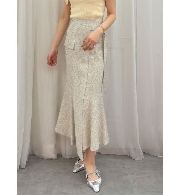 LAGUNAMOON「【新色追加】ツイードウエストアシメナローフレアスカート」|スカート|