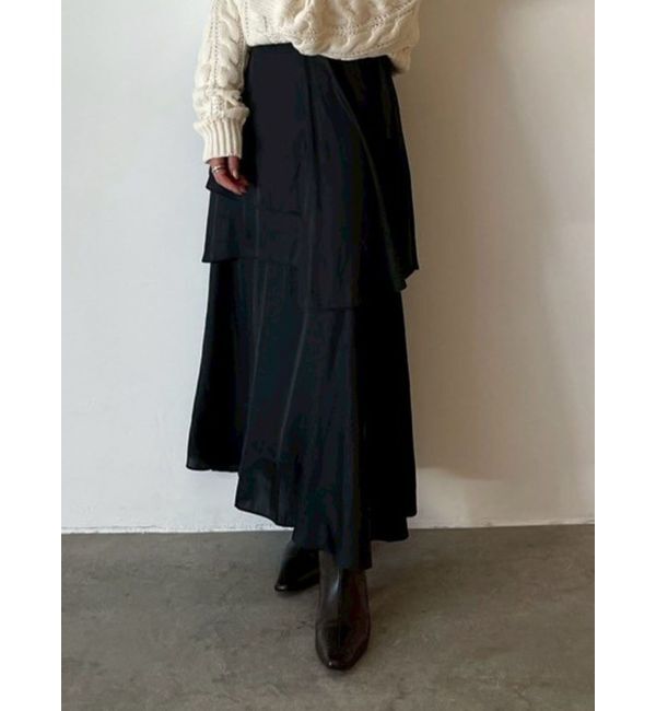 LAGUNAMOON「ヘムスリットティアードスカート」|スカート|ブラック
