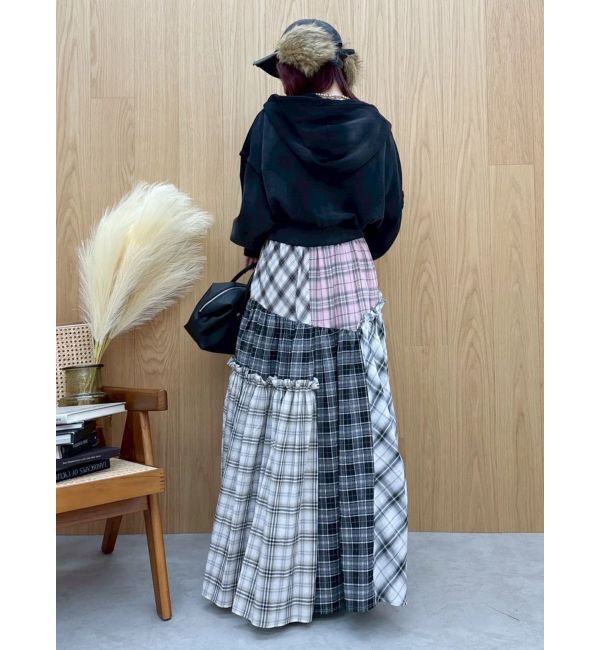 EVRIS「チェックドッキングロングスカート」|スカート|
