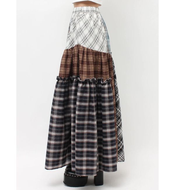 EVRIS「チェックドッキングロングスカート」|スカート|