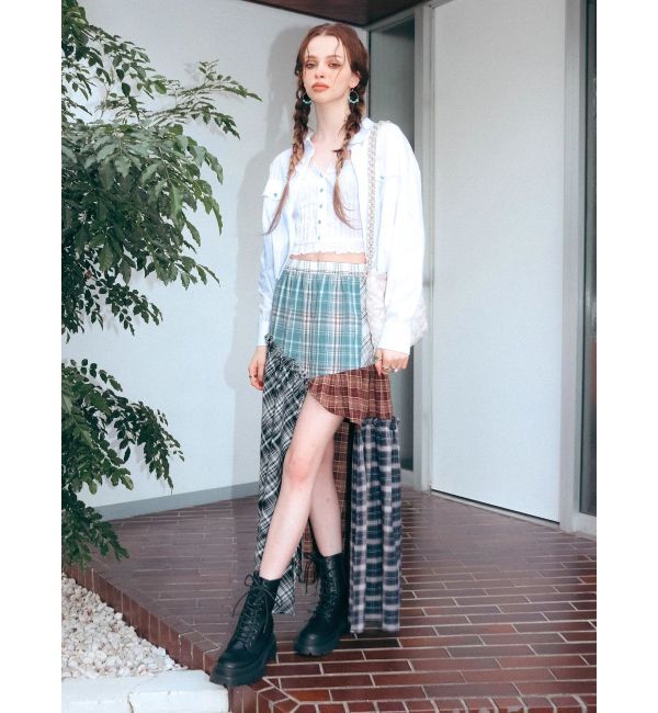 EVRIS「チェックドッキングロングスカート」|スカート|