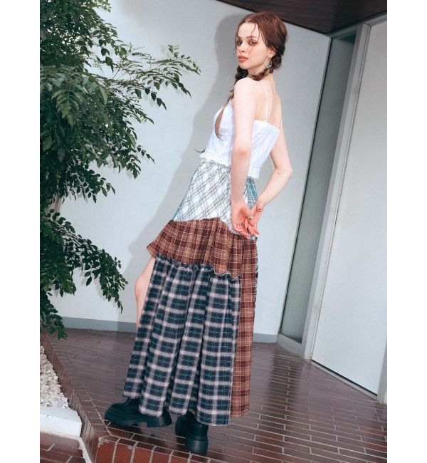 EVRIS「チェックドッキングロングスカート」|スカート|