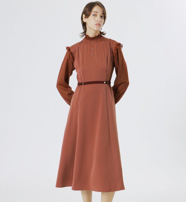  「レジメンタルオーナメントドレス」|ワンピース|レッド1