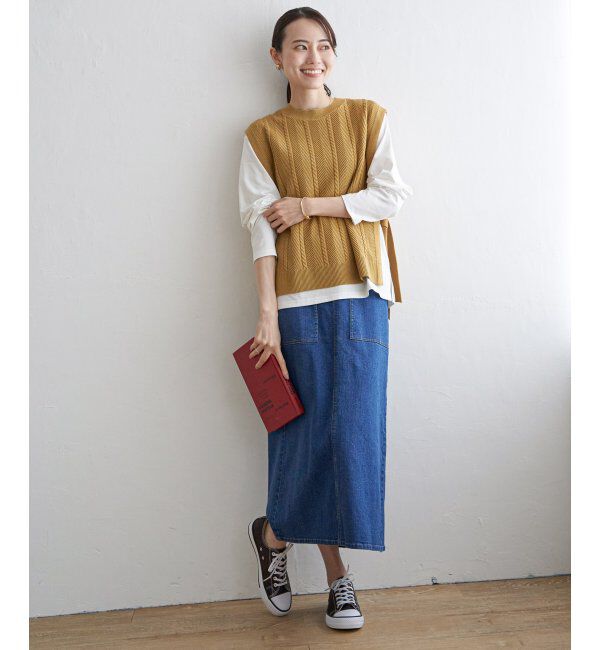 ikka「サイドリボンニットベスト」|ニット・セーター|