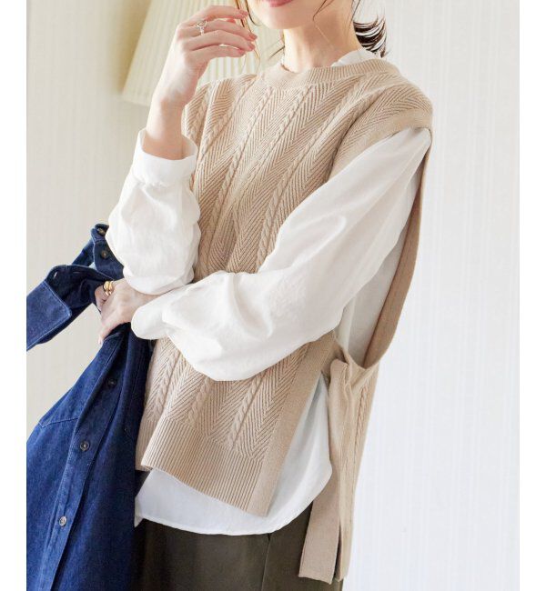 ikka「サイドリボンニットベスト」|ニット・セーター|