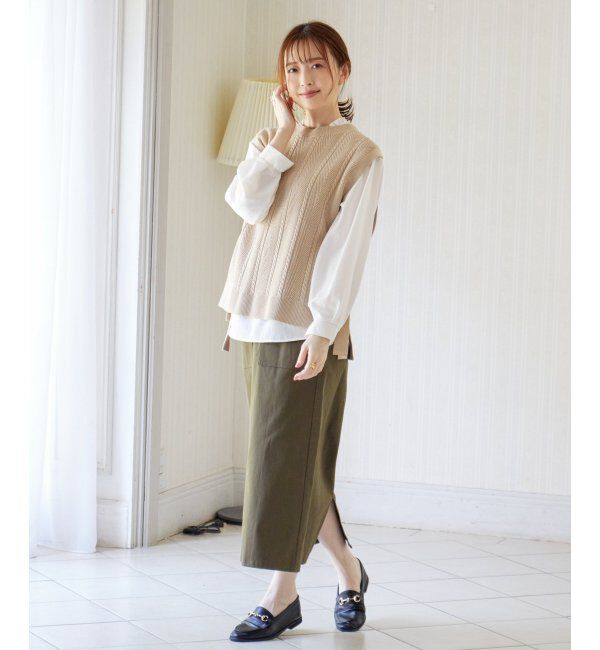 ikka「サイドリボンニットベスト」|ニット・セーター|