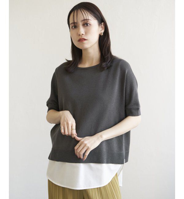 ikka「【2点セット】ドルマン裾ラメニットアンサンブル」|ニット・セーター|チャコール