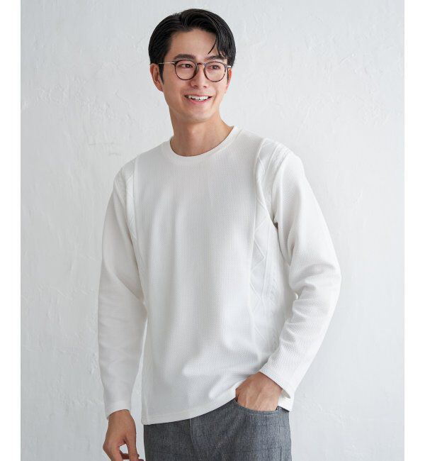 ikka「フクレジャカード切り替えロンT」|Tシャツ・カットソー|ホワイト