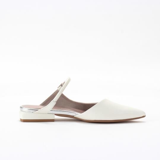 銀座かねまつ「LSFI2617SHPWHT【本革】フラットミュール」|パンプス|