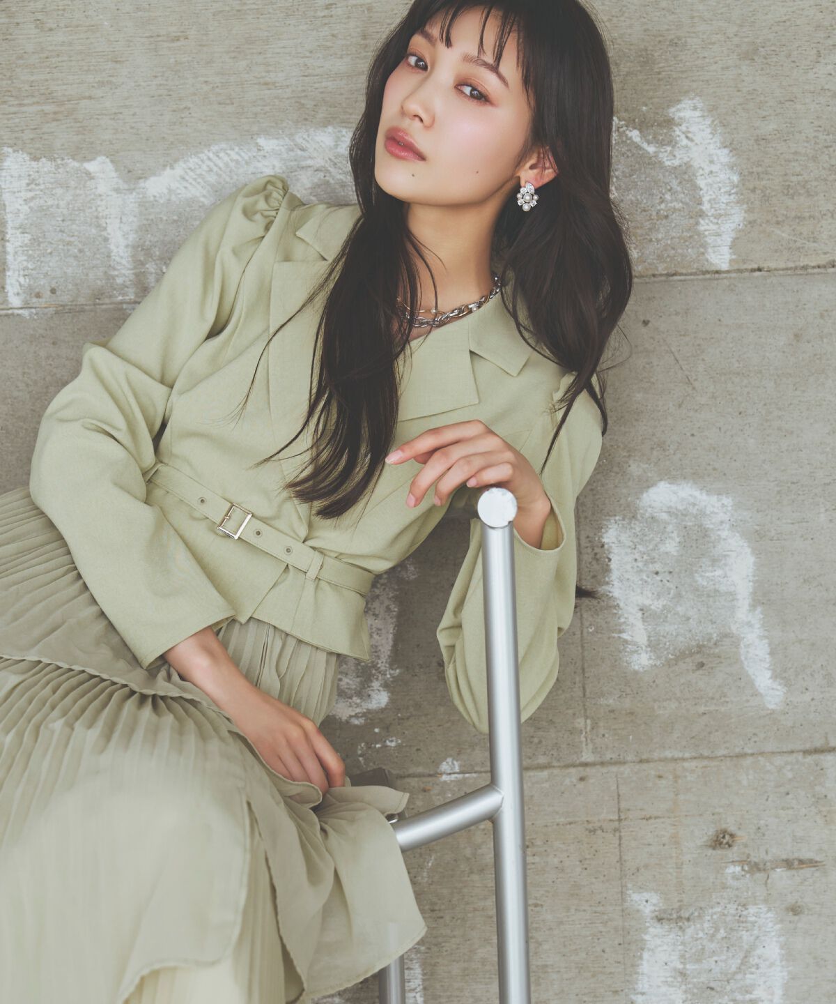 アンドクチュール「ジャケットレイヤードプリーツワンピース」|ワンピース|