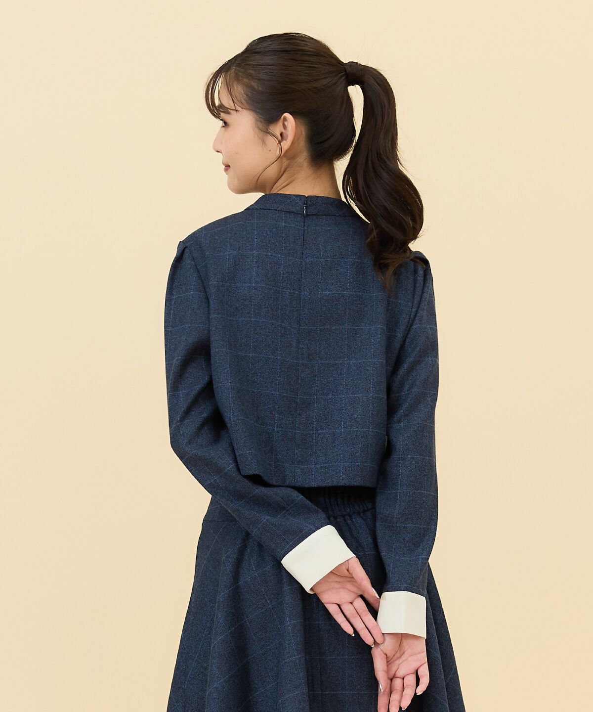 REDYAZEL「バイカラーチェックスタンドトップス」|シャツ・ブラウス|