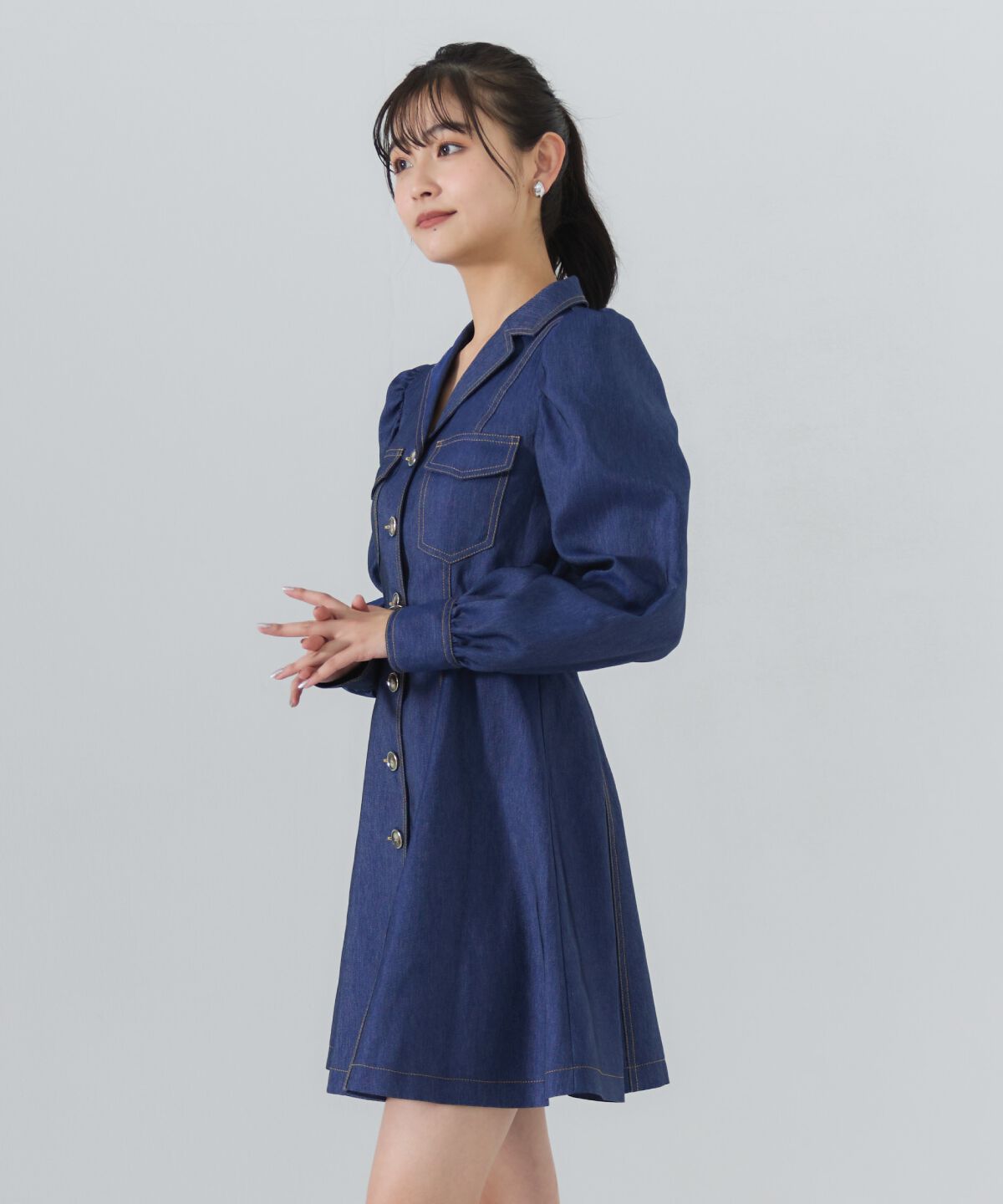 REDYAZEL「デニムライクミニシャツワンピース」|ワンピース|