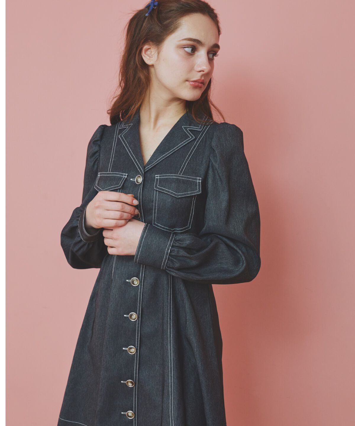 REDYAZEL「デニムライクミニシャツワンピース」|ワンピース|