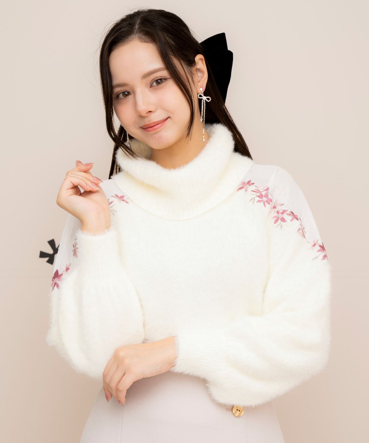 WILLSELECTION「刺繍シャギーニットプルオーバー」|ニット・セーター|オフ