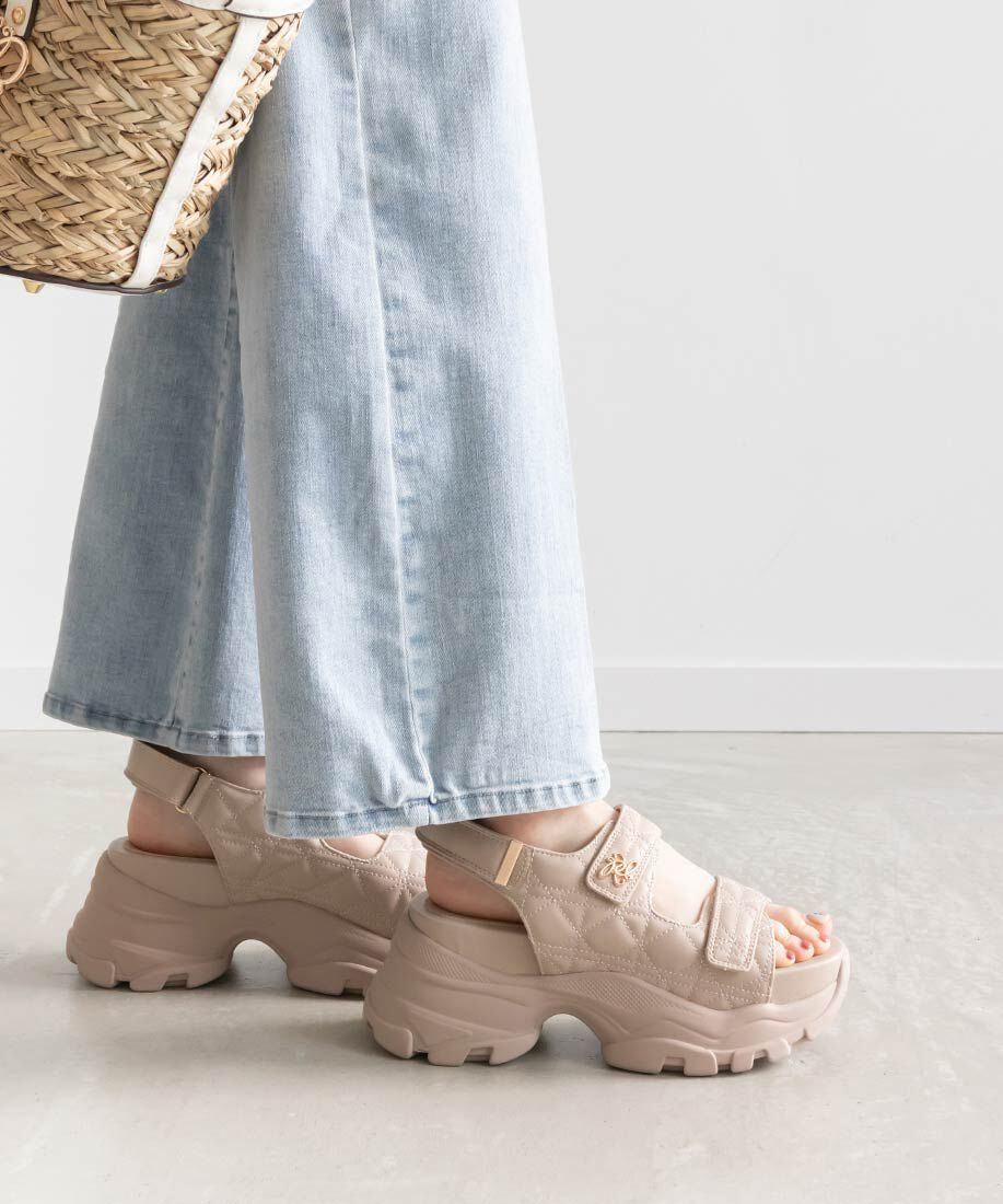  「モノグラムパーツキルティングスポーツサンダル」|サンダル|ベージュ