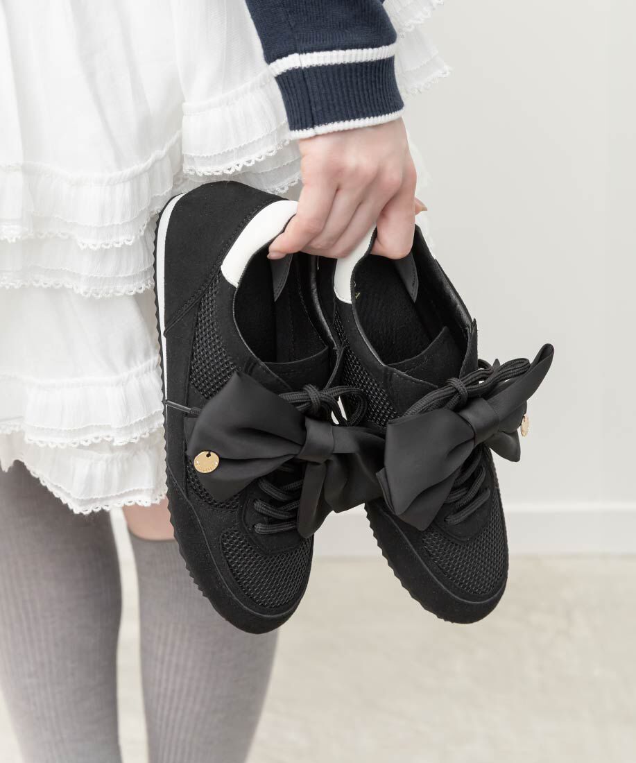  「2WAY サテンリボンロープロファイルスニーカー」|スニーカー|ブラック