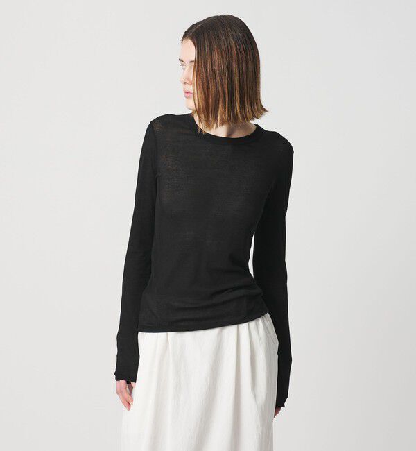 AEWEN MATOPH「＜AEWEN MATOPH＞シアークルーネック ロングスリーブカットソー」|Tシャツ・カットソー|BLACK