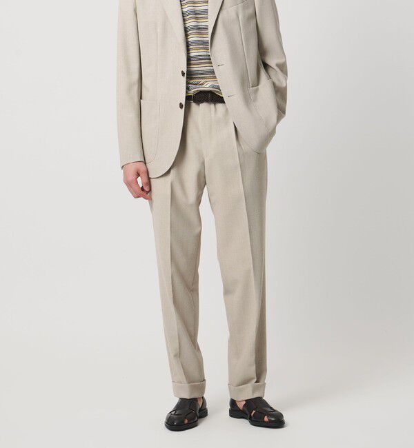 UNITED ARROWS「ポプリン 1プリーツ スラックス R-MODEL」|スラックス|BEIGE