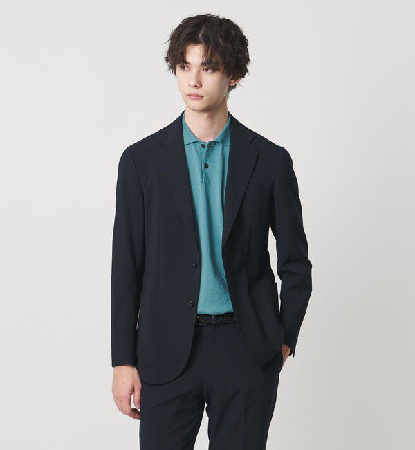 UNITED ARROWS「シアサッカー シングル 3ボタン テーラードジャケット COMFORT EASY‐MODEL ストレッチ」|テーラードジャケット|NAVY