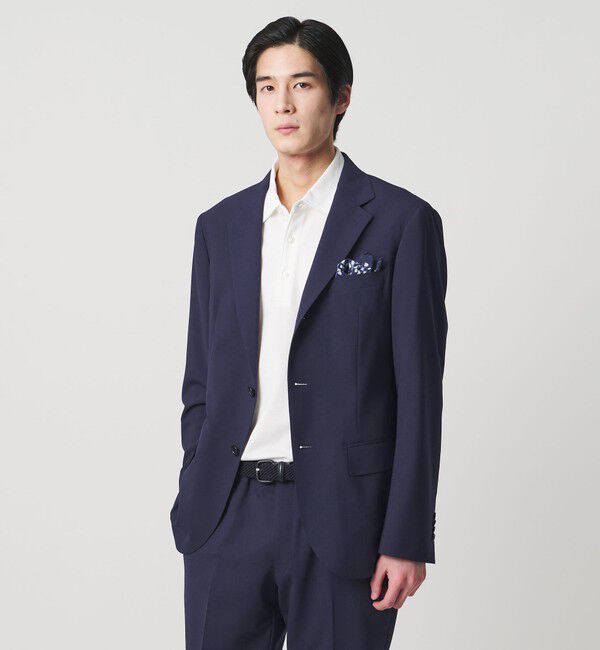 UNITED ARROWS「トロピカル シングル 3ボタン テーラードジャケット COMFORT EASY‐MODEL 2WAYストレッチ 撥水」|テーラードジャケット|NAVY