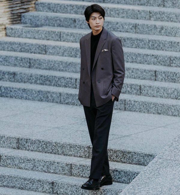 UNITED ARROWS green label relaxing「TW メランジ トロピカル スタンダード スラックス -ウォッシャブル・ストレッチ・ウエストアジャスター-」|スラックス|