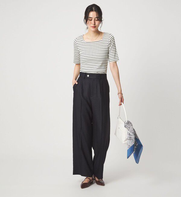 UNITED ARROWS green label relaxing「ブライトリブ スクエアネック 5分袖 プルオーバー カットソー」|Tシャツ・カットソー|