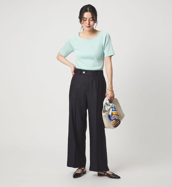 UNITED ARROWS green label relaxing「ブライトリブ ボートネック 5分袖 プルオーバー カットソー」|Tシャツ・カットソー|