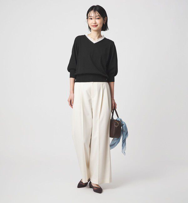 UNITED ARROWS green label relaxing「レース Vネック プルオーバー ニット」|ニット・セーター|