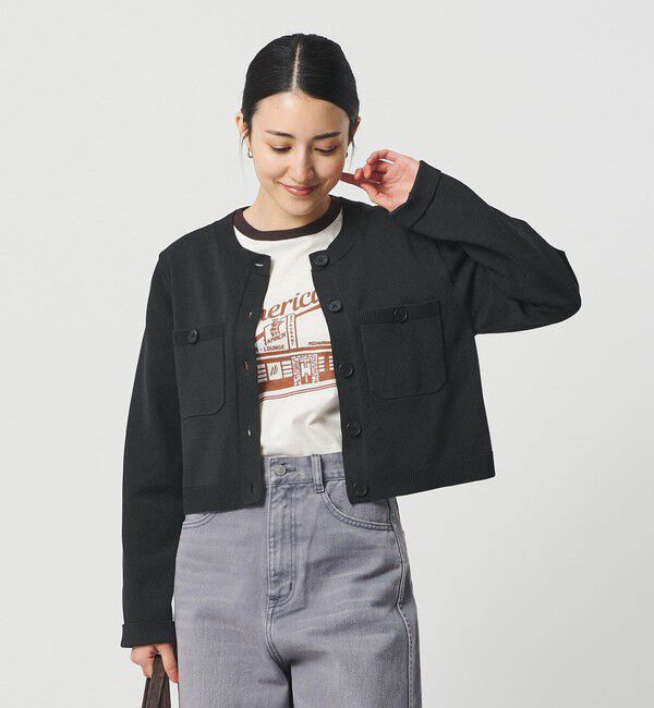 BEAUTY&YOUTH UNITED ARROWS「ポケット コンパクト カーディガン ウォッシャブル」|カーディガン|DK.GRAY