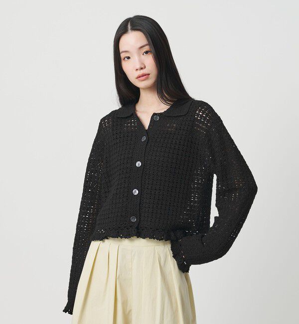 BEAUTY&YOUTH UNITED ARROWS「コットン ハンドクロシェ ニットカーディガン」|カーディガン|BLACK