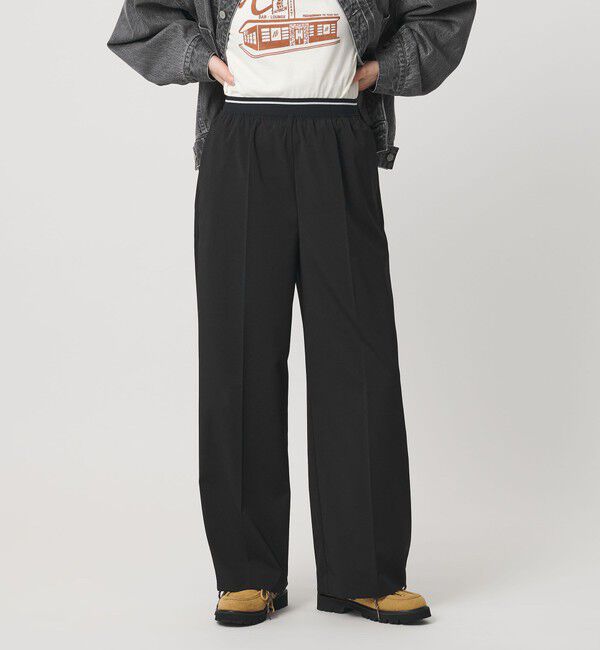 BEAUTY&YOUTH UNITED ARROWS「ラインゴム ワイドパンツ ウォッシャブル 防シワ」|その他|BLACK