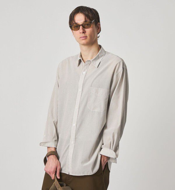 STEVEN ALAN「＜Steven Alan＞ 100 ガスボイル ストライプ レギュラーカラー シャツ LOOSE」|シャツ・ブラウス|