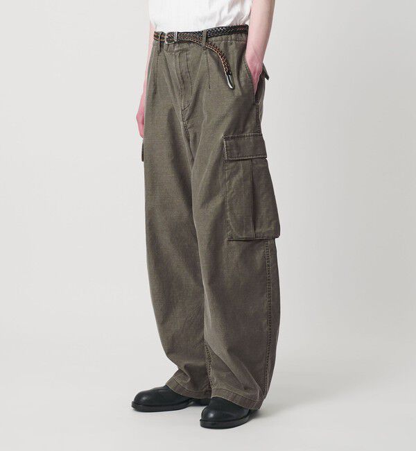 MONKEY TIME「ピグメント バックサテン カーブ カーゴ パンツ」|チノ|