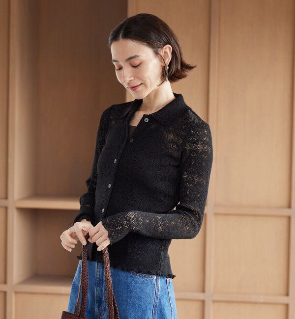 BEAUTY&YOUTH UNITED ARROWS「レースプリーツ シャツ ウォッシャブル」|カーディガン|
