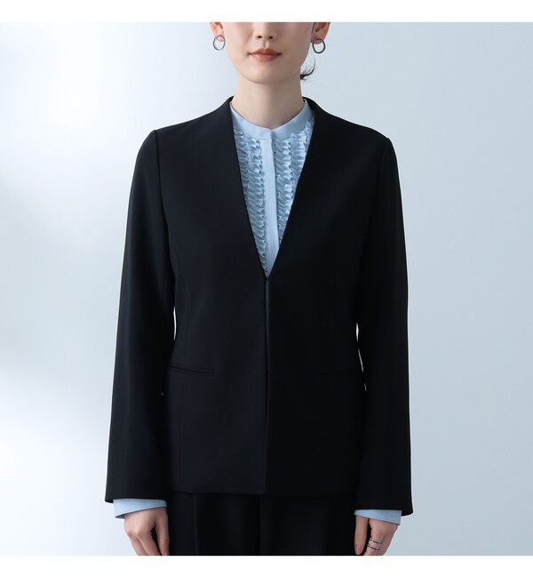 Demi-Luxe BEAMS 「トリアセ カラーレスジャケット＊」|ノーカラージャケット|