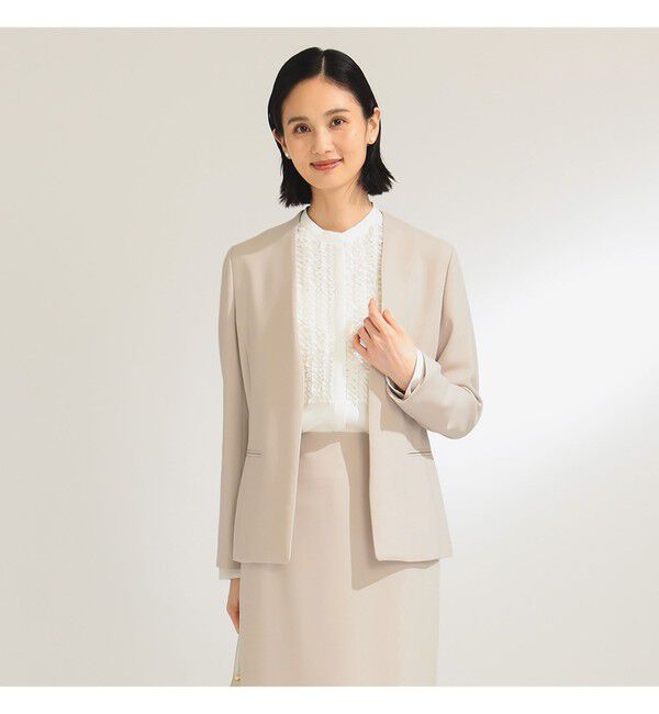 Demi-Luxe BEAMS 「トリアセ カラーレスジャケット＊」|ノーカラージャケット|