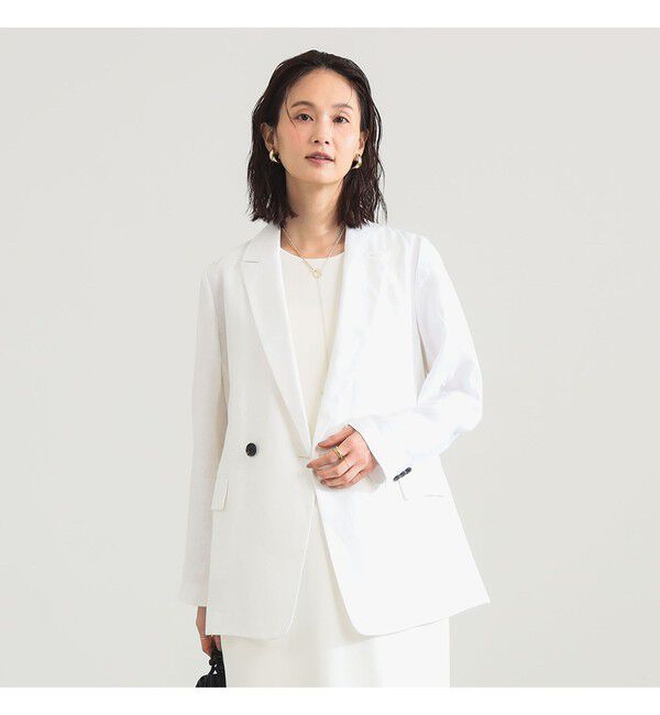 Demi-Luxe BEAMS 「ダブルブレスト リネン ジャケット」|ダッフルコート|